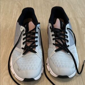 On Running Gray and Black Athletic Shoes with Breathable Mesh
